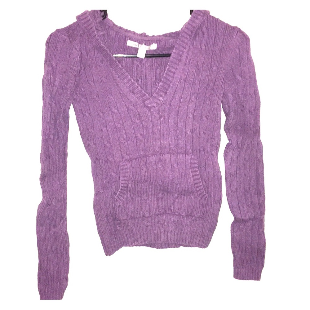 Purple Sweater Knit Hoodie
